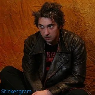 🙄 bd330a4c Stickergram orang, potret, pria, jaket kulit, duduk telegram sticker