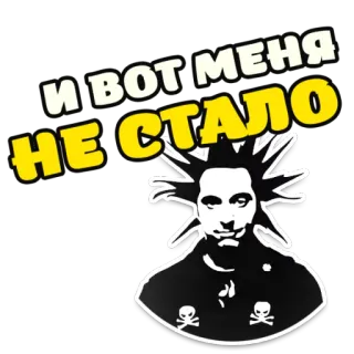 ☠️ 908865e6 И вот меня не стало พังก์, หัวกะโหลก, ข้อความ, รัสเซีย telegram sticker