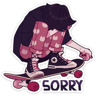 🥺 d654d190 SORRY スケートボード, エモ, 謝罪, ごめん, スケボー, 漫画 telegram sticker