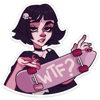 🤨 ebe766ff WTF? スケートボード, 女の子, エモ, ステッカー, 漫画, 表情 telegram sticker