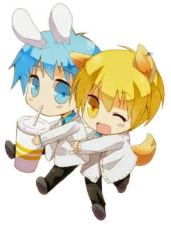 😸 99f3366d chibi, anime, cute, cartoon, friendship, bunny ears, dog ears whatsapp sticker