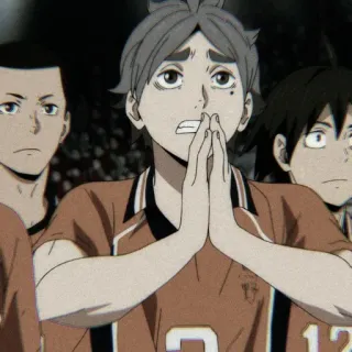 ⚫ a5b5a173 Sugawara Koushi Haikyuu!! sugawara, haikyuu, anime, manga, worried, nervous, pleading whatsapp sticker