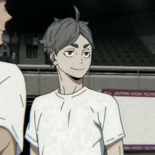 ⚫ cfc8bac3 Sugawara Koushi Haikyuu!! anime, haikyuu, sugawara, koushi, character, smiling, gray hair whatsapp sticker
