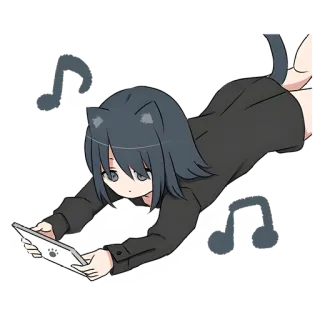 😄 056a52eb アニメ, 猫耳, 音楽, タブレット, 可愛い, 漫画 telegram sticker