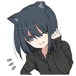 😉 750c9c4a にゃ 猫耳, アニメ, 女の子, かわいい, カワイイ, ウインク telegram sticker
