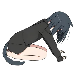 😔 81fd3ba6 アニメ, 猫耳, 悲しい, エモ, 可愛い telegram sticker