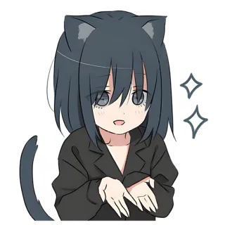 😍 dd41755e アニメ, 猫耳, かわいい, 可愛い, 漫画, カートゥーン telegram sticker
