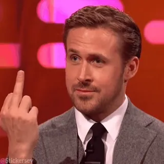 🖕 0d589be3 Ryan Gosling dedo do meio, ofensivo, rude, gesto, celebridade, ator whatsapp sticker