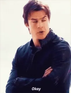 🩸 5a509a02 Damon Salvatore The Vampire Diaries Okay Ian Somerhalder, vampiro, série de TV, ok whatsapp sticker