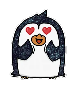 😍 8bf35fe7 pinguino, occhi a cuore, amore, cartone animato, carino, animale telegram sticker