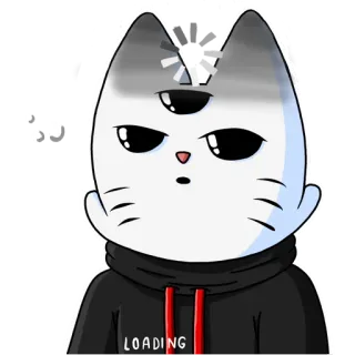 😐 1508a641 LOADING kot, kreskówka, ładowanie, zwierzę, naklejka telegram sticker