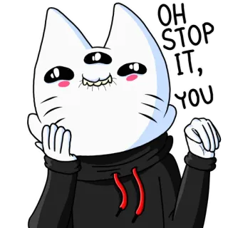 ☺️ c28d35a3 OH STOP IT, YOU kot, słodki, śmieszny, kreskówka, wyraz, postać, naklejka telegram sticker