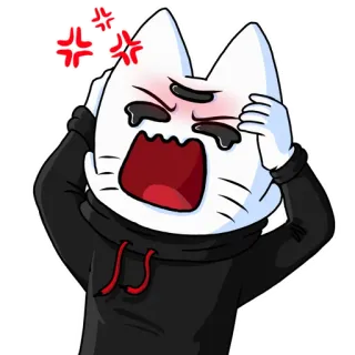 🤬 e7e9a5de zły, kot, wściekły, kreskówka, zdenerwowany, płaczący telegram sticker