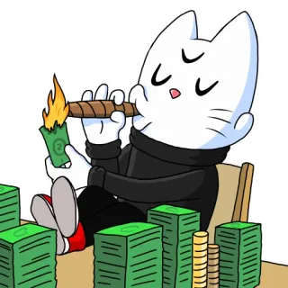 💸 fe2c4e56 kot, pieniądze, cygaro, kreskówka, bogaty, bogactwo, dolar telegram sticker