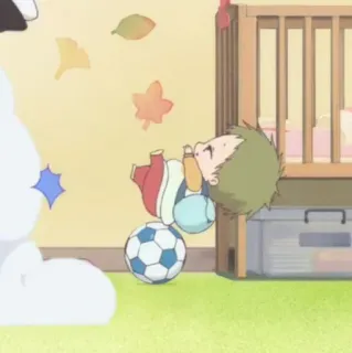 💗 582c76e2 赤ちゃん, サッカーボール, 秋, 秋, 葉, ベビーベッド, 子供 telegram sticker