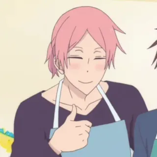 💗 ce10f1b7 アニメ, いいね, ピンク髪, 漫画, エプロン, 笑顔 telegram sticker