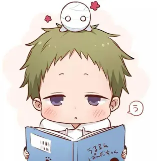 🍭 62158146 う anime, cute, reading, book, manga whatsapp sticker
