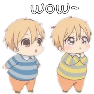 🖤 0233c354 wow~ dễ thương, anime, con trai, chibi, đáng yêu, hoạt hình telegram sticker