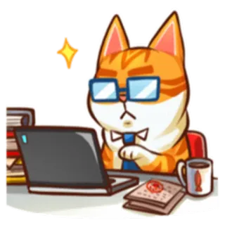 👨‍💻 89073b24 gato, trabajo, estudio, ordenador, gafas, kawaii telegram sticker