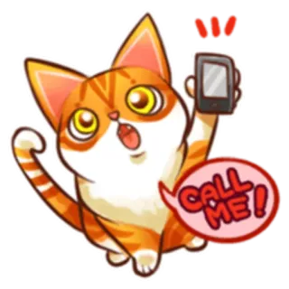 📱 aeff04fa CALL ME! gato, llámame, teléfono, pegatina, animal, dibujo animado telegram sticker