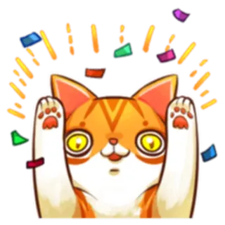 🎉 e395d994 gato, celebración, confeti, fiesta, alegre, feliz telegram sticker