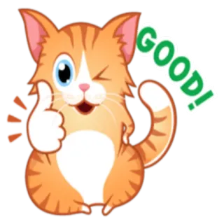 👍 423af6a7 GOOD! gatto, pollice in su, bene, positivo, carino, sticker whatsapp sticker