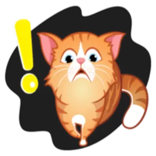 ❗ 5aab486c gatto, punto esclamativo, sorpreso, cartone animato, animale, gatto arancione whatsapp sticker