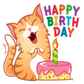 🎉 86951d26 HAPPY BIRTHDAY gatto, compleanno, felice, torta, festa, animale whatsapp sticker