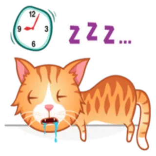 😴 c199ef21 ZZZ... gatto, dormire, stanco, zzz, orologio, pisolino, animale, cartone animato whatsapp sticker