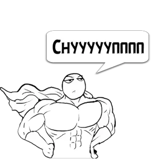 😼 030287ad CHYYYYYPPPPP sticker, muskel, comic, umhang, superheld, lustig, weiß, sprechblase telegram sticker