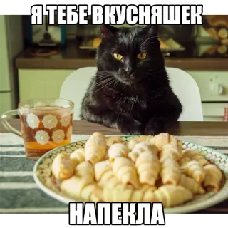 🍰 d8b96ba6 Я ТЕБЕ ВКУСНЯШЕК
НАПЕКЛА кот, еда, выпечка, чай, милый, мем, смешной whatsapp sticker