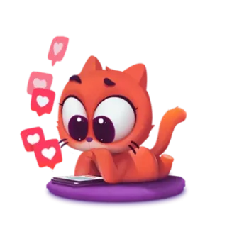 💟 378eafbc mèo, thích, điện thoại, mạng xã hội, động vật, hoạt hình telegram sticker