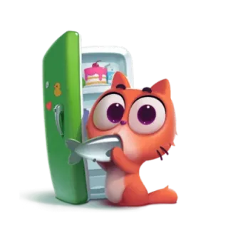 🐟 6b9fa88f mèo, tủ lạnh, cá, thức ăn, hoạt hình, động vật, đói telegram sticker
