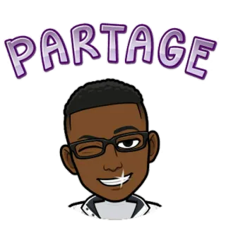 😉 7586110d PARTAGE bitmoji, compartir, dibujo animado, guiño, gafas telegram sticker