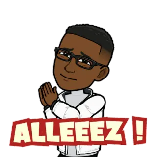 🙏 ff7a8da5 ALLEEEZ! Bitmoji, Dibujo animado, Gafas, Emocionado, Celebración telegram sticker