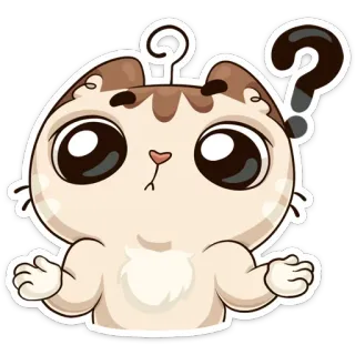🤔 357c9d72 gato, ponto de interrogação, confuso, fofo, adesivo, desenho animado, animal, ilustração whatsapp sticker