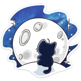 🌠 6fb5d181 gato, lua, estrelas, noite, silhueta, fofo whatsapp sticker