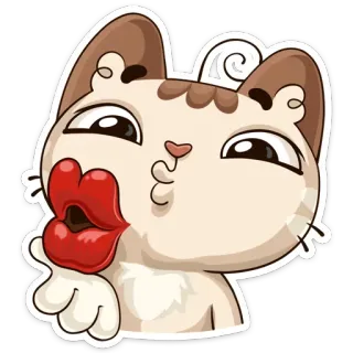 💋 923c5458 gato, beijo, animal, fofo, desenho animado, adesivo whatsapp sticker