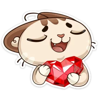 ❤ 93534938 gato, coração, amor, rubi, pedra preciosa, fofo, desenho animado, animal whatsapp sticker