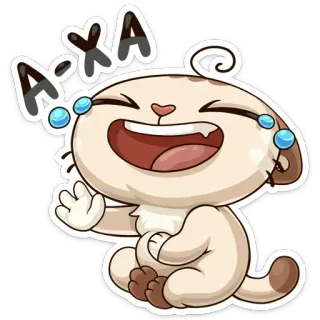 😂 b1297009 A-XA gato, rindo, fofo, desenho animado, animal, feliz, adesivo whatsapp sticker