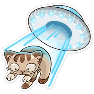 🛸 c2aa476b gato, ovni, alienígena, abdução, engraçado, adesivo, desenho animado, animal whatsapp sticker