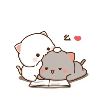 ❤️ 351aaff3 么 mignon, chats, lecture, kawaii, dessin animé whatsapp sticker