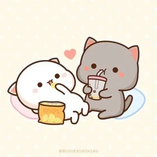 🔞 3552fe01 CHIPS mignon, kawaii, chat, goûter, chips, boba whatsapp sticker