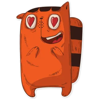 😍 5d1e4fc8 kot, kreskówka, zwierzę, słodki, oczy w serca, miłość, kawaii, pomarańczowy telegram sticker