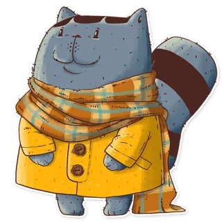 ☺️ 82f89520 kot, szalik, płaszcz, zwierzę, zima, słodki, kreskówka telegram sticker