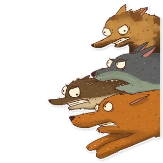 😡 9327bccf wilki, zwierzęta, kreskówka, naklejka, las, wataha telegram sticker