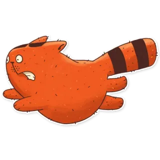 🏃 afbba349 kot, pomarańczowy kot, kreskówka, latający, zwierzę, ilustracja, śmieszny telegram sticker