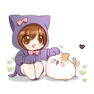 😁 09a8a2c5 애니메이션, 귀여운, 카와이, 치비, 고양이, 동물 telegram sticker