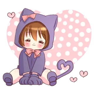 💜 1b3014ce 카와이, 고양이, 애니메이션, 귀여운, 하트 telegram sticker