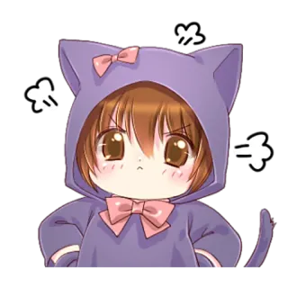 🤨 b8343c0d 애니메이션, 고양이, 소녀, 귀여운, 화난 telegram sticker